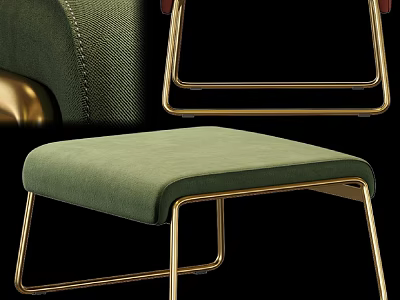 Modern Green Accent Chair With Soft Upholstered Cushion And Gold Metal Frame Design 3d model