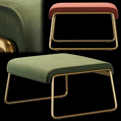 Modern Green Accent Chair With Soft Upholstered Cushion And Gold Metal Frame Design 3d model