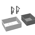 Two Stainless Steel Kitchen Sinks With Matching Faucets For Modern Kitchen