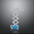 Blue Mobile Scissor Lift Equipment With White Guardrails And Wheels