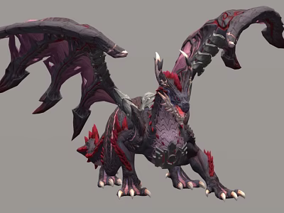 Mythical Flying Dragon With Large Wings Red Black Scales And Detailed 3D Design 3d model