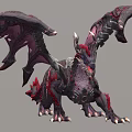 Mythical Flying Dragon With Large Wings Red Black Scales And Detailed 3D Design