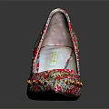 Luxurious Red Gold Embroidered High Heels with Pointed Toe and Stiletto Heel