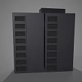 Black Industrial Server Rack With Open Door And Multiple Server Units