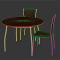 Modern Red Round Table With Two Red Chairs And Metal Legs Furniture Set