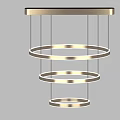 Modern Chandeliers Featuring Layered Circular Rings And Metal Frames For Interior Decor 3d model