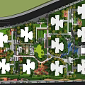 Residential Landscape Design Featuring Multiple Buildings Green Spaces Central Park And Water Features