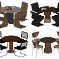Modern Table And Chair Sets Featuring Round Tables And Stylish Metal Frame Chairs 3d model