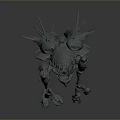 Sci Fi Mechanical Creature Character Model with Spikes and Extended Limb Structure 3d model