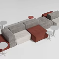 Modern Leisure Sofa Set With Multicolored Modular Seats And Round Side Tables 3d model
