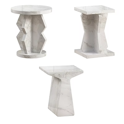 Modern Geometric Marble Side Tables With Unique Pedestal Designs For Home Decor 3d model