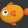 Cute Yellow Fish Doll With Big Eyes Orange Fins And Tail On Black Background