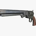 Old Fashioned Revolver With Engraved Metal Parts And Wooden Handle