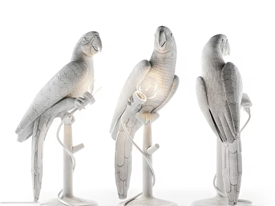 White Parrot Shaped Table Lamps Set of Three with Decorative Bird Design 3d model