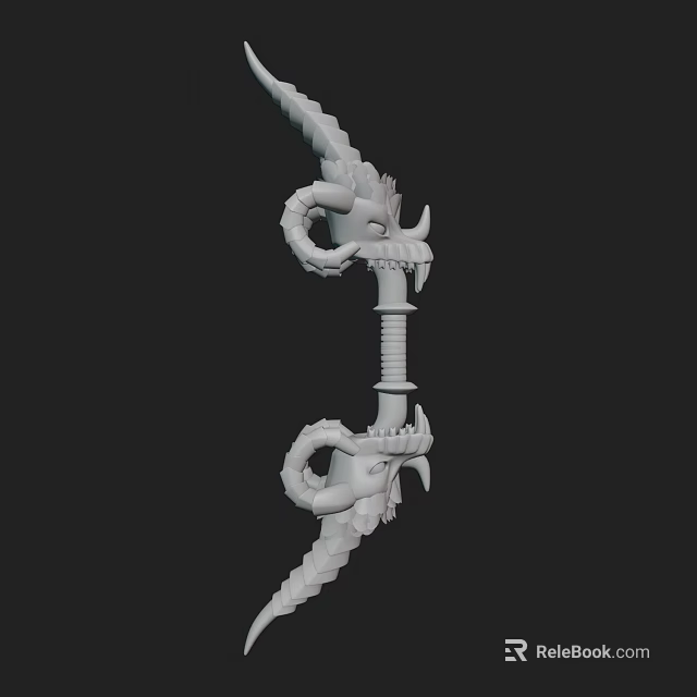 Mythical Decorative Weapon With Dragon Head Design And Twisted Handle Structure 3d model