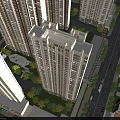 Aerial Planning of Urban High Rise Buildings With Night Lighting Roads And Greenery