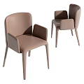 Modern Beige Leather Dining Chairs With Sleek Armrests And Streamlined Design 3d model
