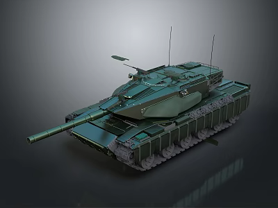 Modern Main Battle Tank Military Vehicle With Armored Plating Cannon And Tracks 3d model
