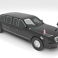 Black Stretch Limousine With American Flags On Roof And Sleek Exterior Design