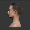 Woman With Bald Head And Upper Body Against Grey Background With Reflection