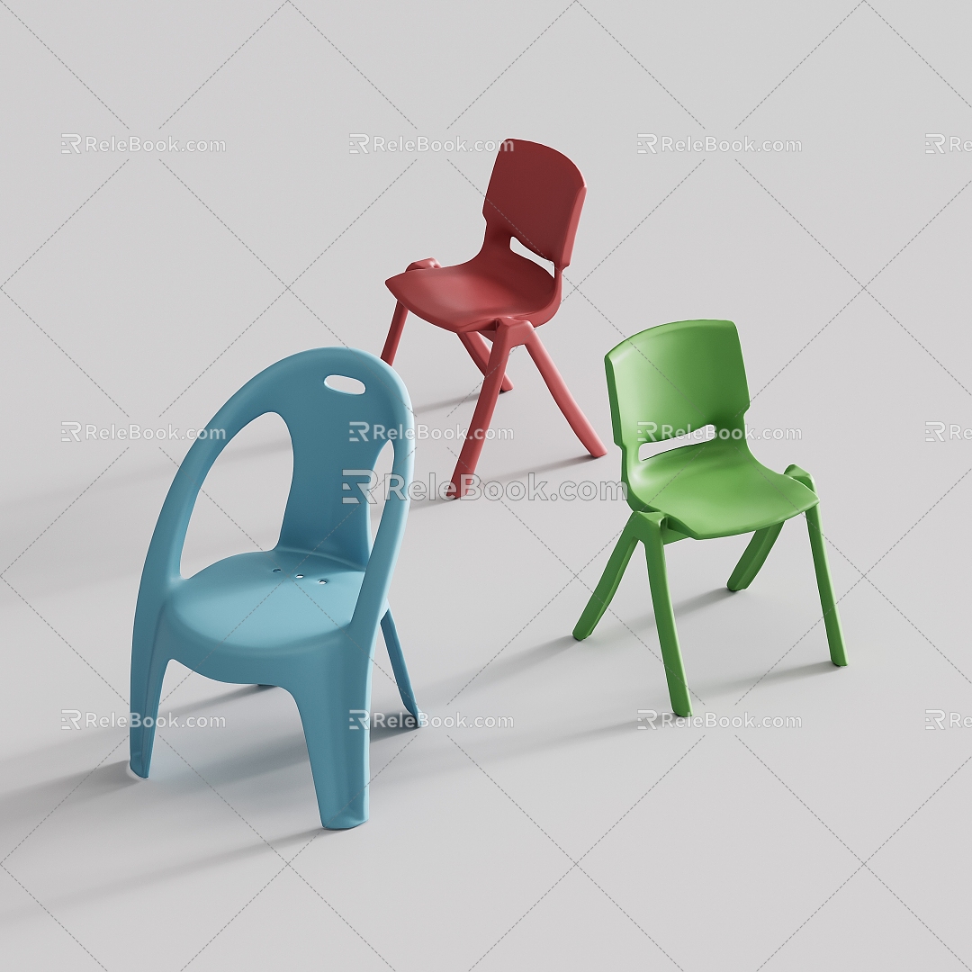 Modern Children's Chair Small Chair Kindergarten Chair 3d model