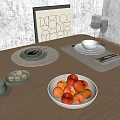 Tableware combination dishes knives and forks wine glasses 3d model