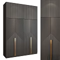 Modern Luxury Kitchen Cabinet Design With Vertical Stripes Geometric Patterns And Gold Handles