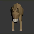Low Poly Brown Donkey Animal Model With Geometric Design And Dark Background Reflection 3d model