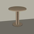 Natural Wooden Round Table Design With Decorative Bead Column Base 3d model