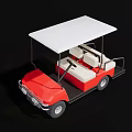 Red And White Golf Cart With Roof Two Seats White Seats And Black Tires