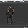 Game Movie Character In Black Combat Suit With Masked Face And Armored Gear