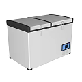 White Chest Freezer With Double Lid And Black Trim Digital Control Panel