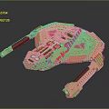 Lego Style Yellow Red Interstellar Spaceship With Detailed Cockpit And Engine Design