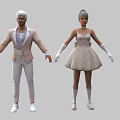 Man With White Hair In Light Brown Blazer White Shirt White Pants And White Shoes