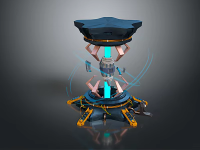 Advanced Multi layered Industrial Equipment With Blue Glowing Light And Mechanical Brackets 3d model