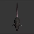 Realistic Dark Fur Rat With Sharp Claws Open Mouth On Dark Reflective Surface 3d model