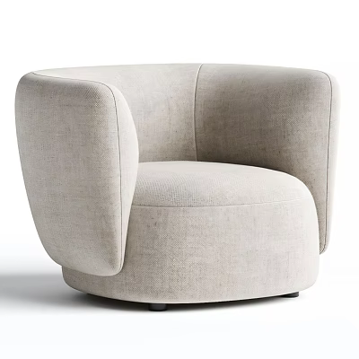 Comfortable Beige Upholstered Single Sofa With Curved Armrest And Modern Curved Design 3d model