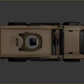 Brown Toy Armored Vehicle Model With Top Equipment And Wheels For Kids Play