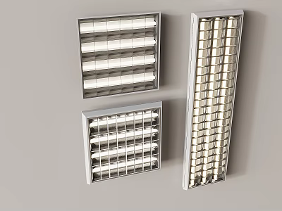 Modern Grille Lights Different Shapes Square And Rectangular Metal Frame Office Lighting Fixtures 3d model
