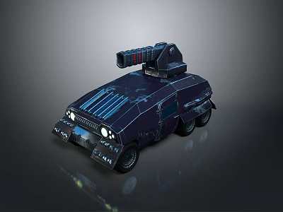 Futuristic Armored Vehicle With Top Mounted Weapon And Dark Exterior Design 3d model