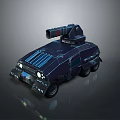 Futuristic Armored Vehicle With Top Mounted Weapon And Dark Exterior Design