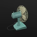 Vintage Light Blue Electric Fans With Metal Mesh Covers And Stable Base