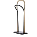 Modern Floor Standing Clothes Hanger With Wooden Poles And Black Metal Frame