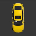 Yellow Modern Sedan With Sleek Body Design And Black Wheels On Reflective Surface