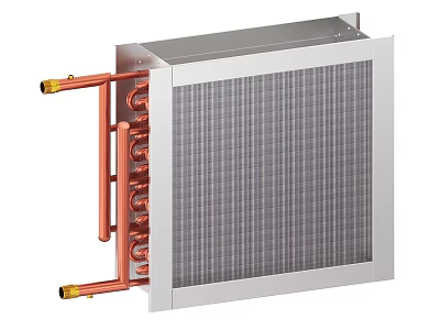 Home Heating Radiator With Copper Pipes Metal Casing And Radiator Fins 3d model