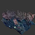 Vibrant Abstract Leaf Sculpture With Metallic Texture On Dark Decorative Base