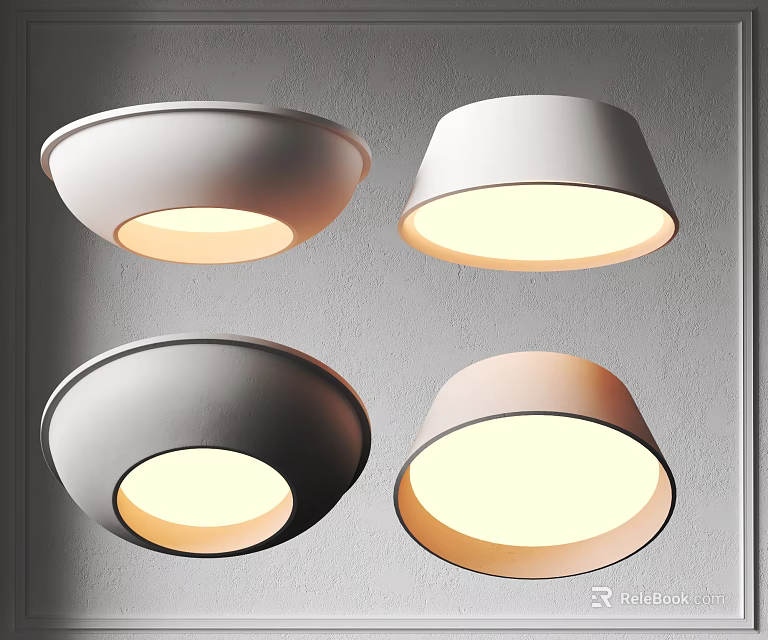 Modern Round Ceiling Lights in White Black Beige Illuminated Design for Home 3d model 