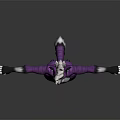 Anthropomorphic Purple White Creature Character With Animal Ears Arms Outstretched Standing Pose