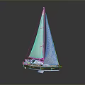 Luxury Sailing Yacht Model With White Sails And Glossy Hull Design