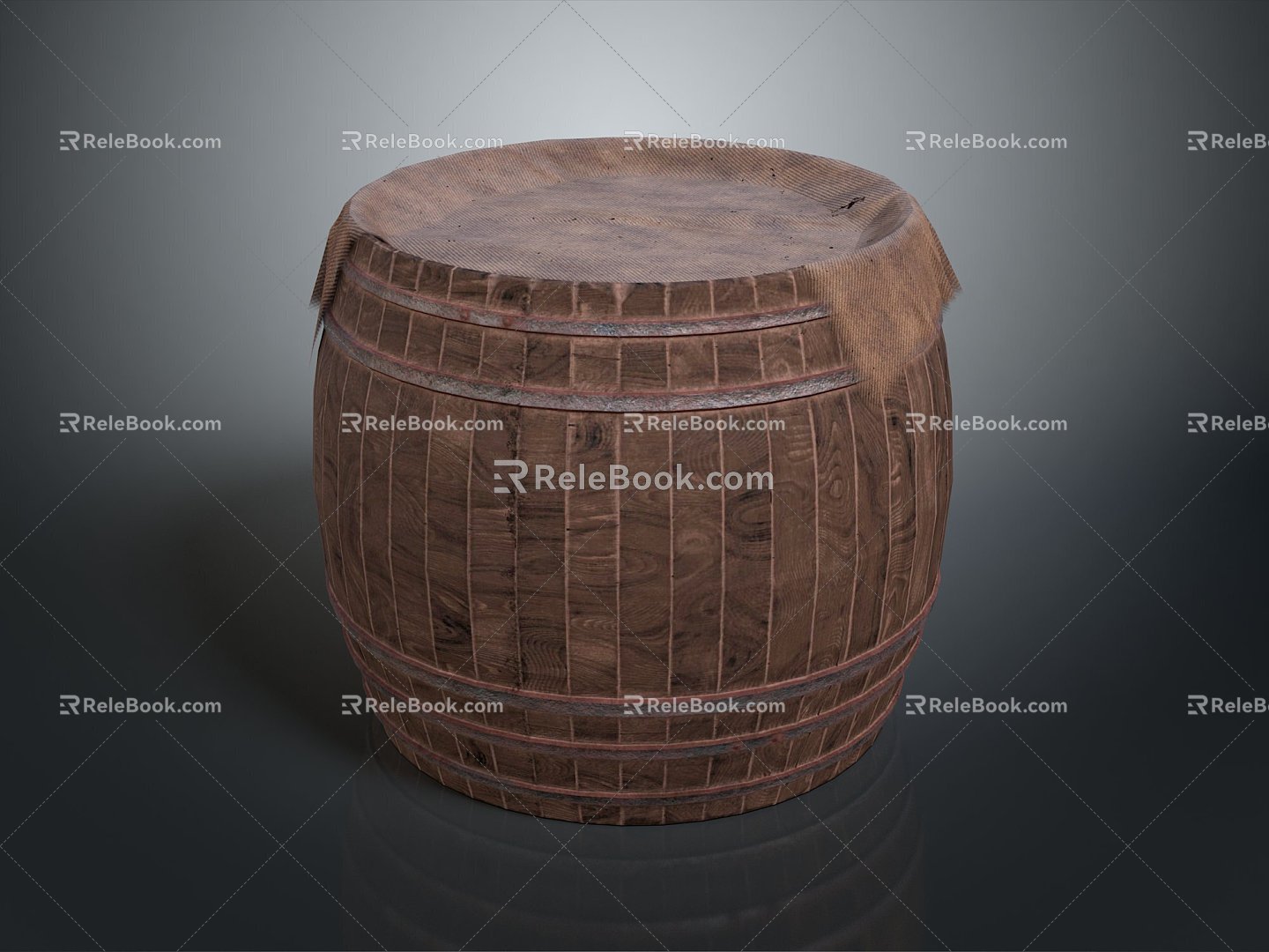 Wooden Barrel Water Barrel Old Wooden Barrel Water Barrel Pot Container Realistic 3d model